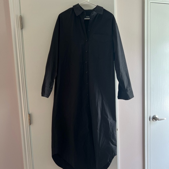 Anthropologie Dresses & Skirts - Maeve Black Long Button-Up Shirt Dress